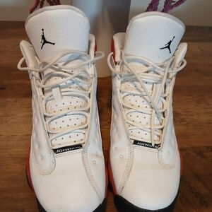 Jordan Kids White and Black Sneakers with Red Accents